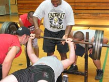 Matt Houy benches 405 lbs.