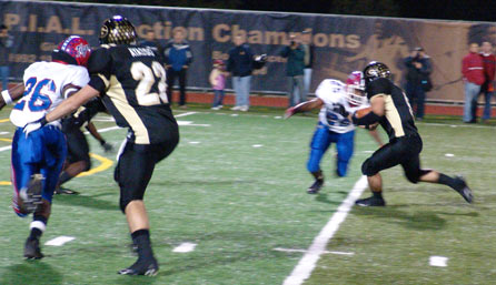 RB Justin Colbaugh - right center - breaks multiple tackles on a 32 yard TD run for the winning TD